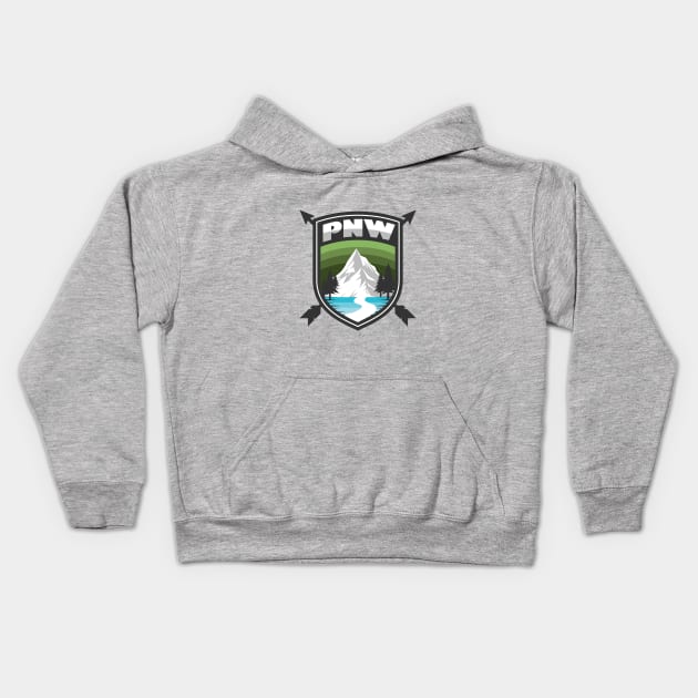 PNW badge - Mt Hood Kids Hoodie by jpforrest